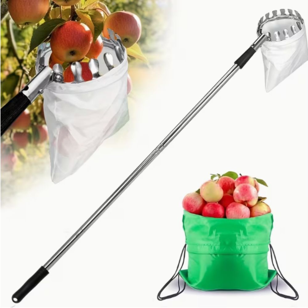 Fruit Picker Basket Telescopic Pole - Cueilleur de fruits en acier inoxydable