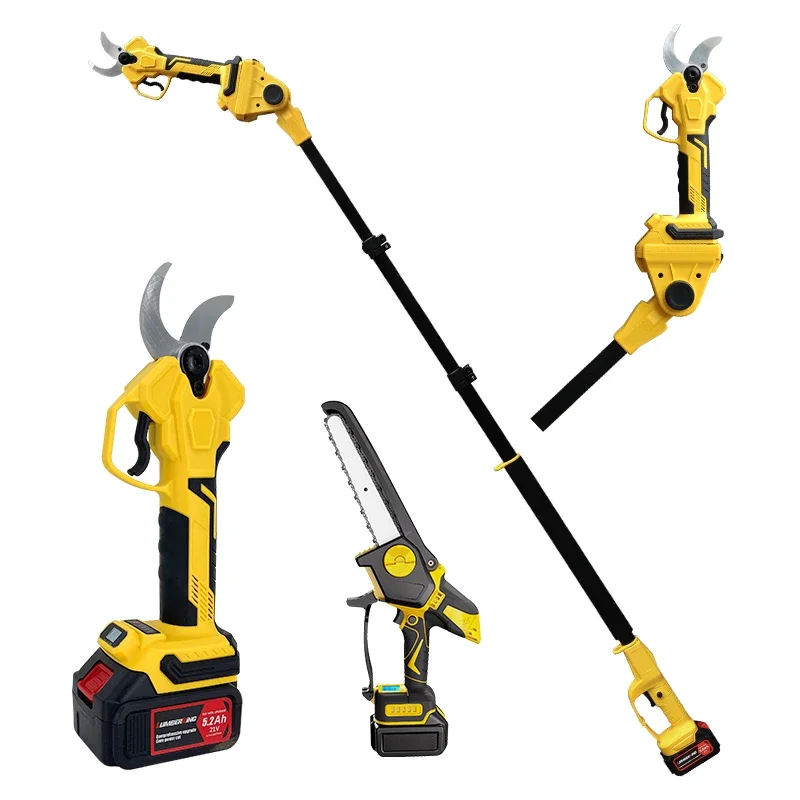 Electric Pruner With Extension Pole - Sécateur électrique sans fil de jardin