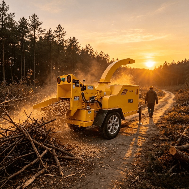 Garden Branch Shredder Wood Chipper - Mini broyeur de bois 1T/H, machine