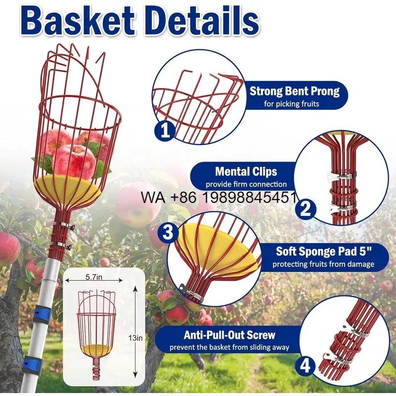 Wmwmnu, pique à fruits télesco - Fruit Picker Basket Telescopic Pole avis et prix