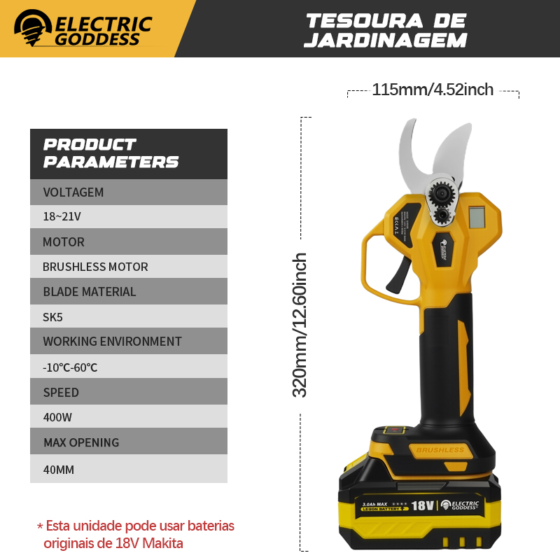 Makita – cisaille électrique s - Brushless Tree Branch Cutter 40Mm avis et prix