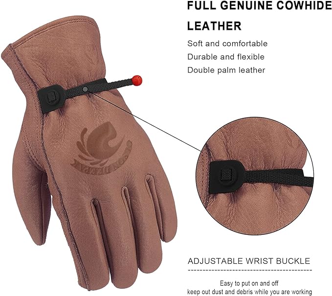 Gants en cuir de vachette marr - Gardening Gloves Thorn Proof Leather avis et prix