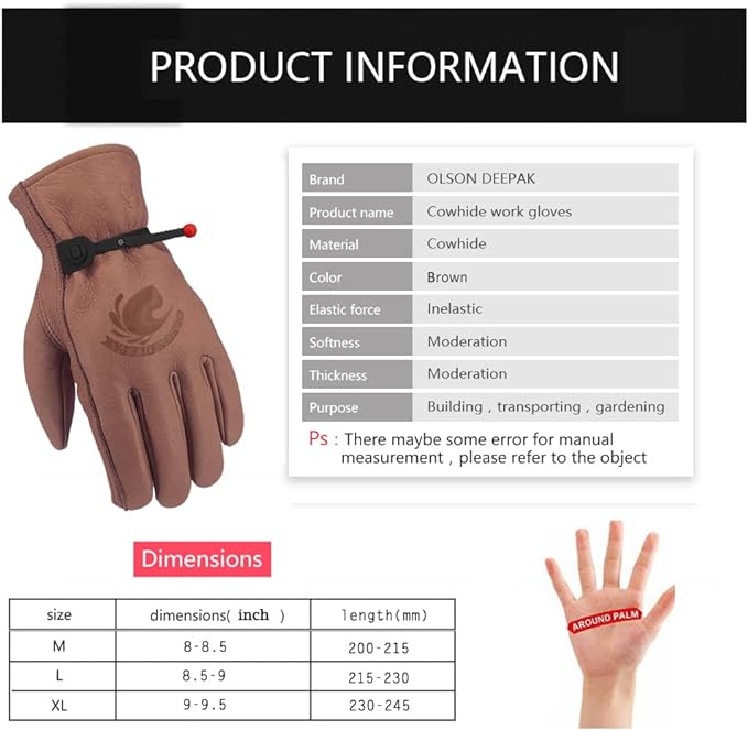 Gants en cuir de vachette marr - Gardening Gloves Thorn Proof Leather avis et prix